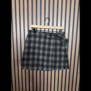 Madewell Skirt 4 / S Womens Brown Black Recycled Wool Soft Knit Mini Belted Wrap